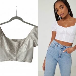 Garage White Corset Puff Sleeve Top - Small - coquette cottagecore milkmaid top